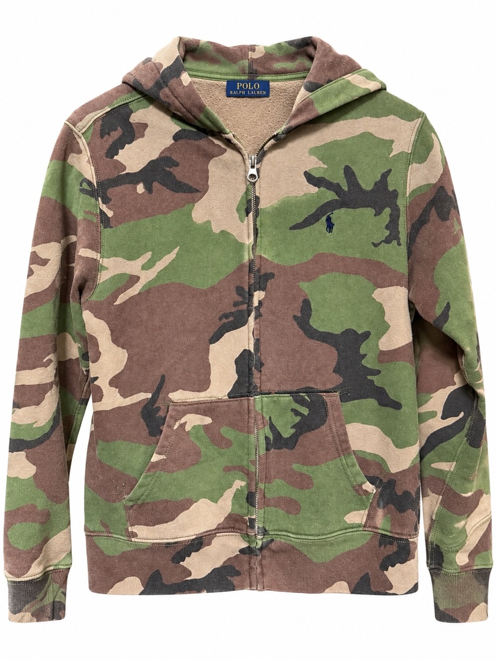 Polo Ralph Lauren Boys L 14/16 Camo Full Zip Fleece Hoodie Pony Logo
